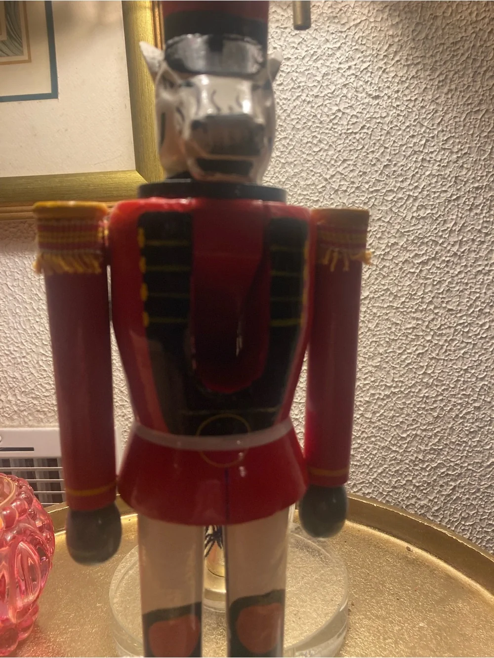 SWANK Red and Green Festive Wooden Nutcracker with Gold Trim